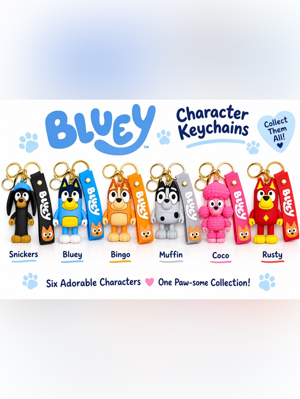 Bluey Character Keychain Wristlet Bag Charm Backpack Accessory Choose Character
